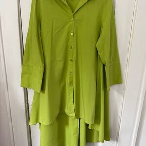 Midnight Velvet Lime Green Button Down Shirt